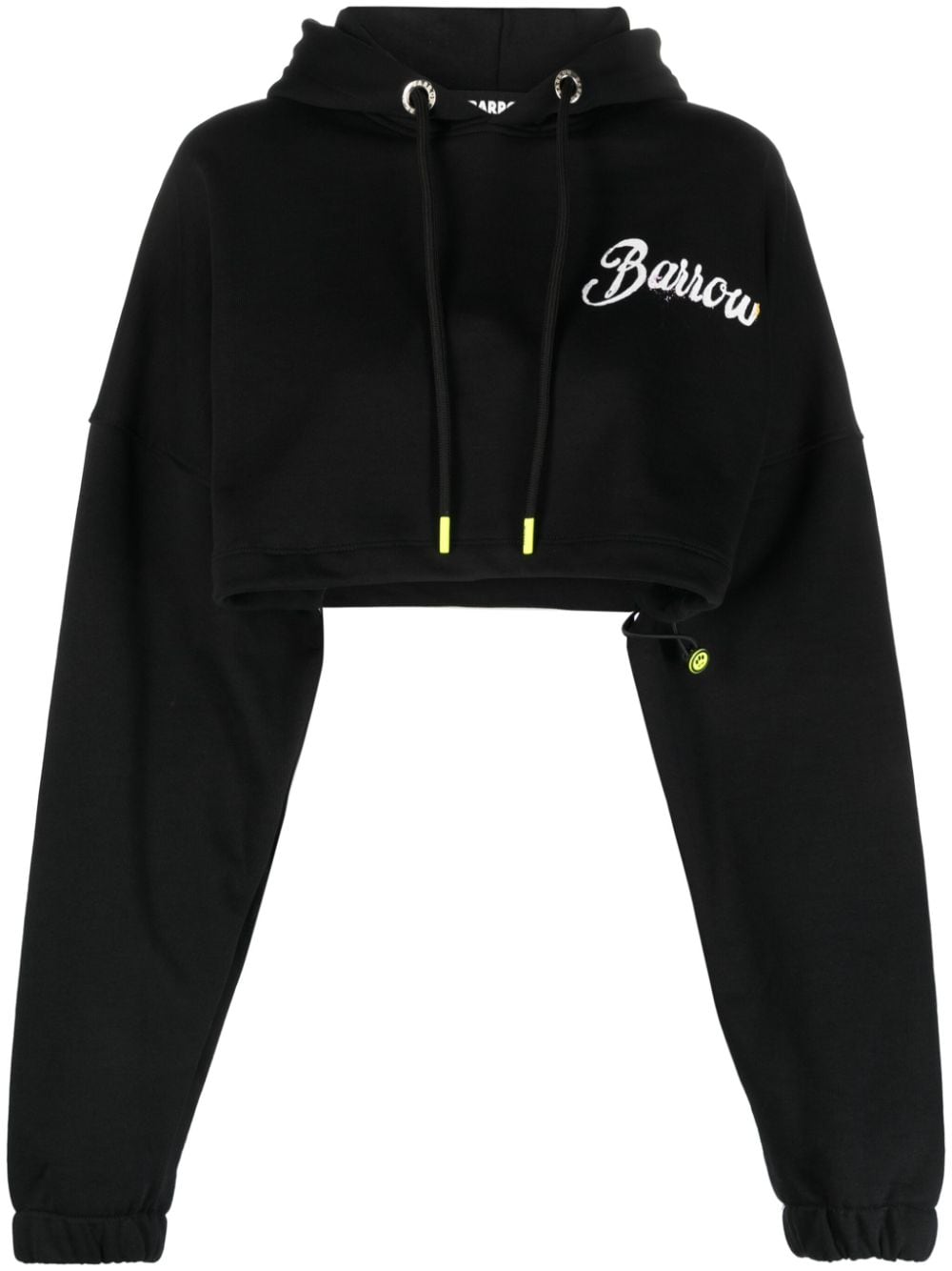 BARROW logo-print cropped cotton hoodie - Black von BARROW