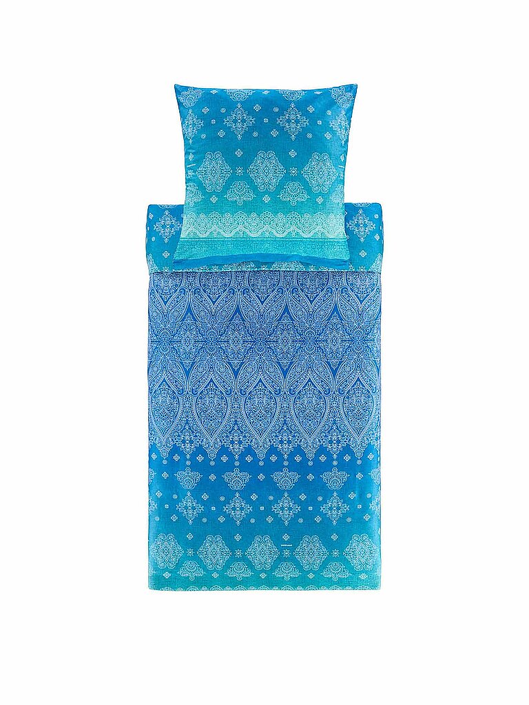 BASSETTI Satin Bettwäsche KERALA 70x90cm/140x220cm Blau blau von BASSETTI