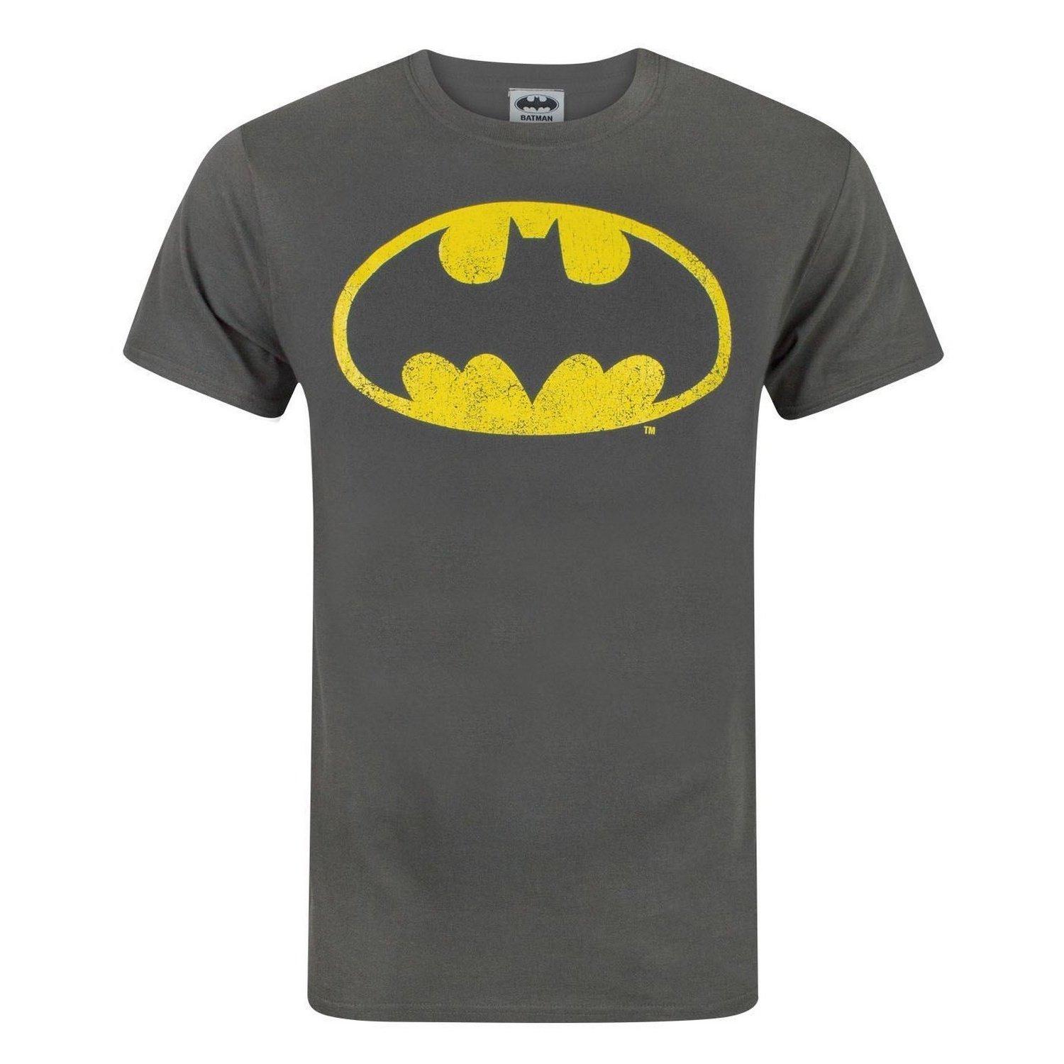 Distressed Logo Tshirt Herren Charcoal Black S von BATMAN