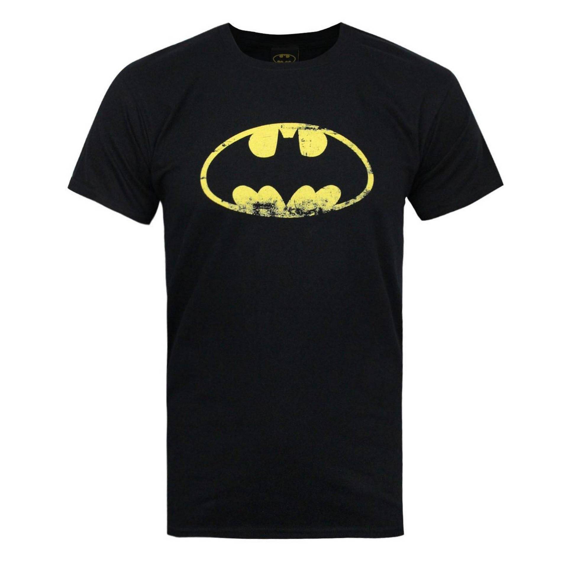 Offizielles Distressed Emblem Tshirt Herren Schwarz S von BATMAN