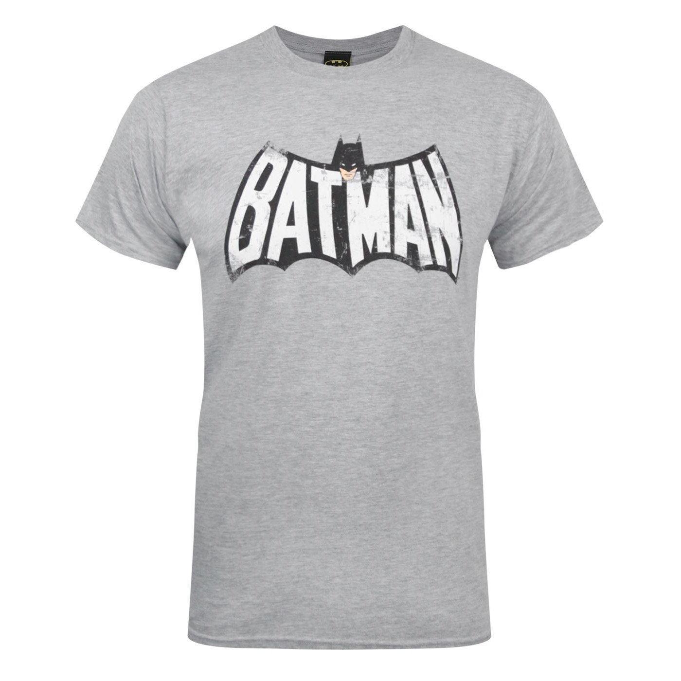 Offizielles Retro Logo Tshirt Herren Grau XXL von BATMAN