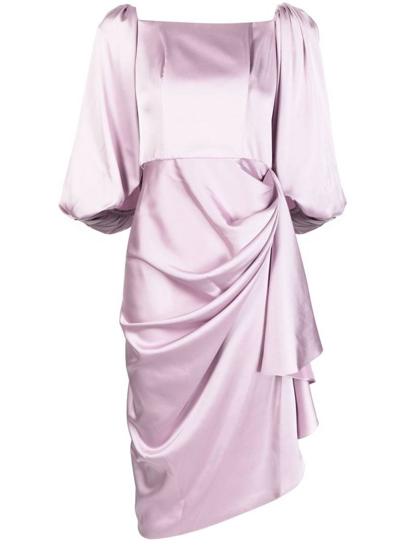 BAZZA ALZOUMAN bell-sleeve silk wrap dress - Purple von BAZZA ALZOUMAN
