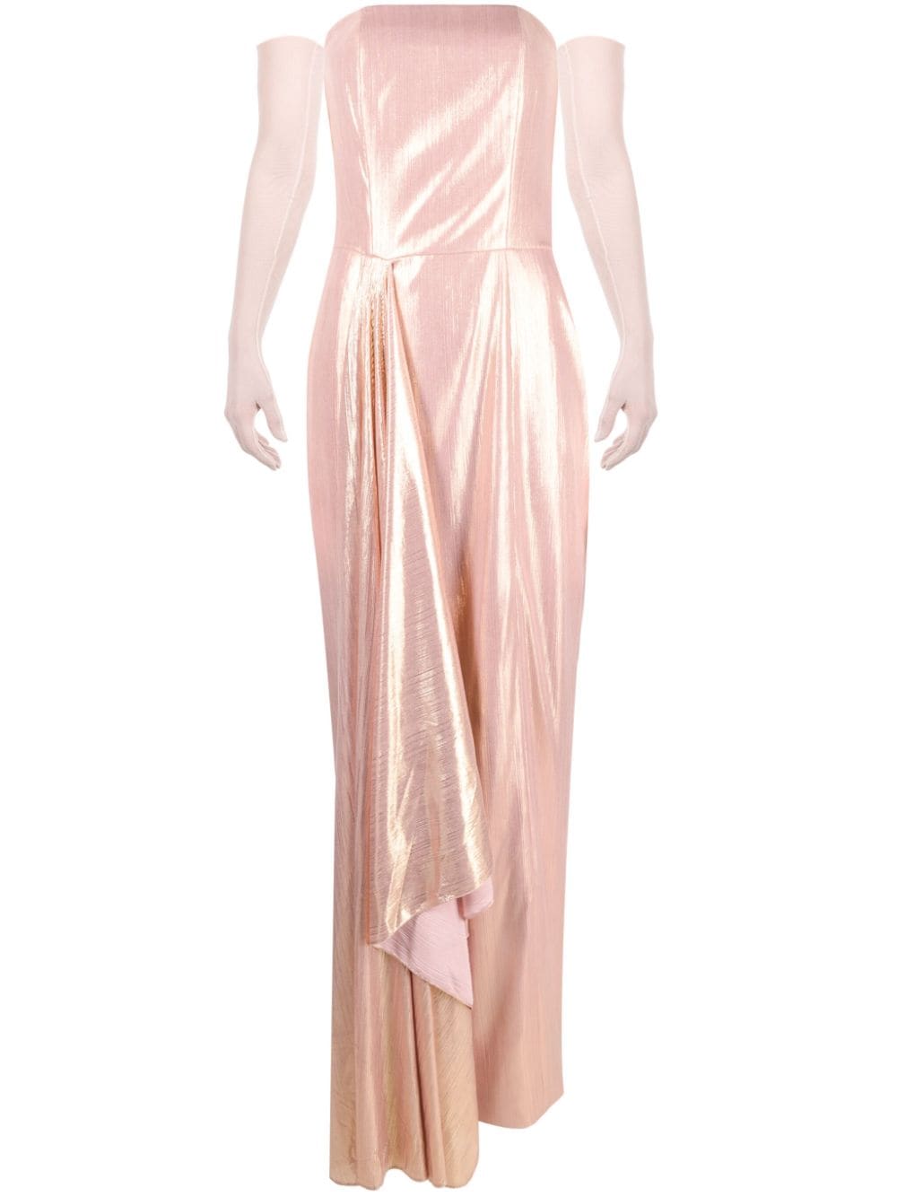 BAZZA ALZOUMAN draped lamé strapless gown - Pink von BAZZA ALZOUMAN