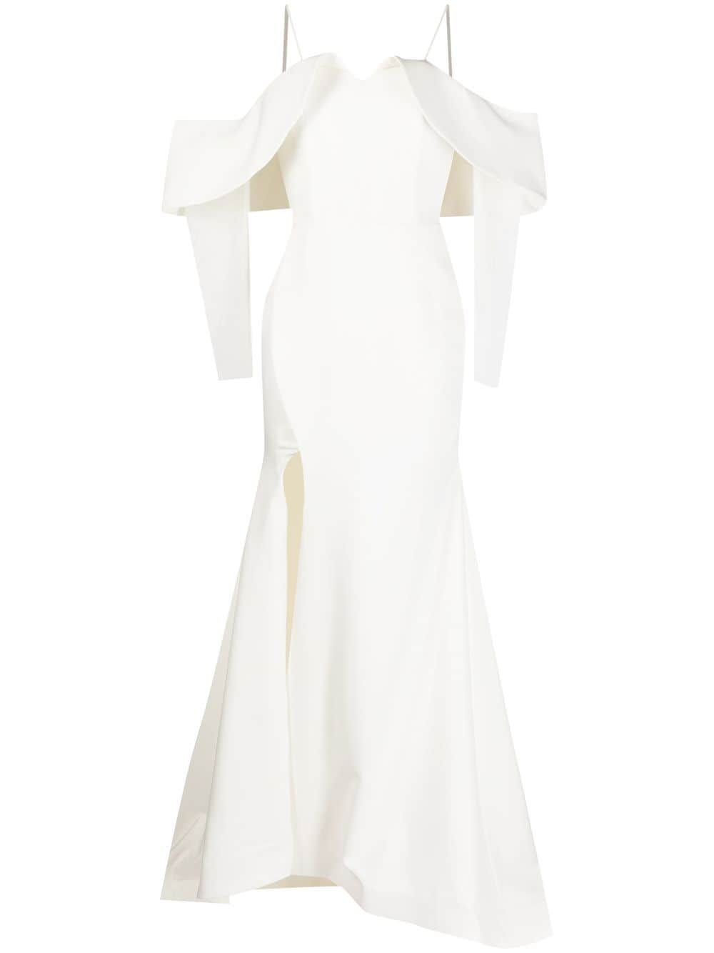 BAZZA ALZOUMAN mermaid crepe cold-shoulder gown - White von BAZZA ALZOUMAN