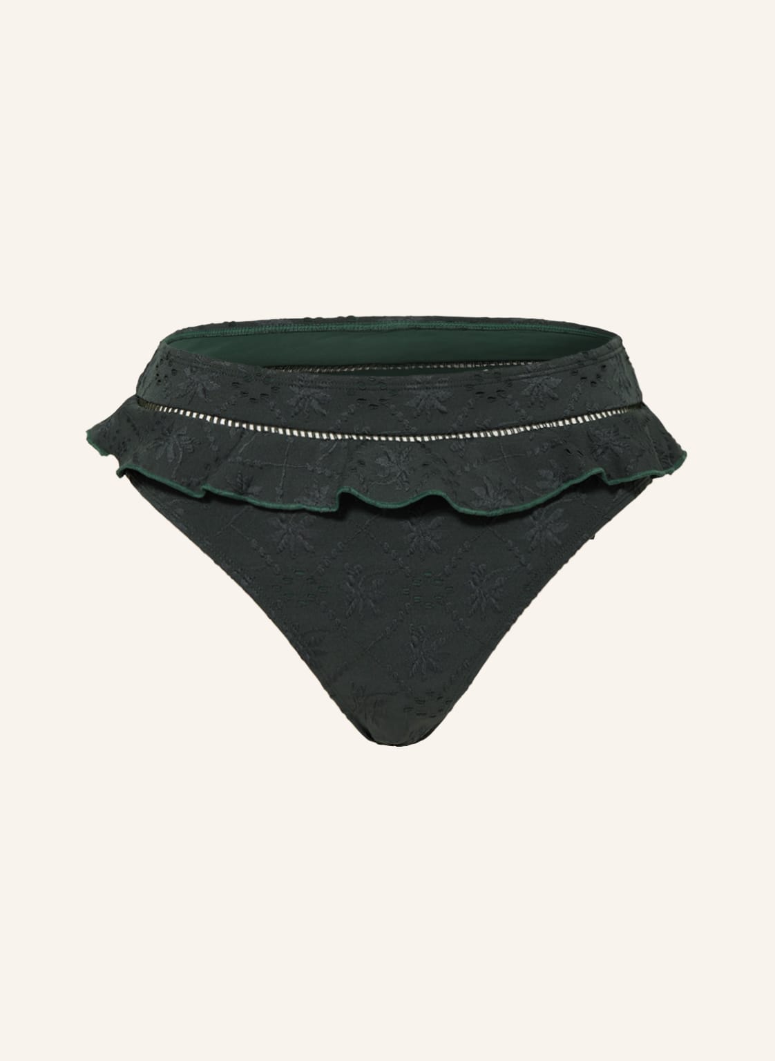 Beachlife High-Waist-Bikini-Hose Green Embroidery gruen von BEACHLIFE