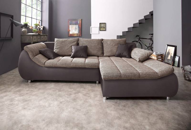 INOSIGN Ecksofa »Imola elegant und bequem, aktuelle Steppung im Sitz, L-Form«, wahlweise mit Bettfunktion von INOSIGN