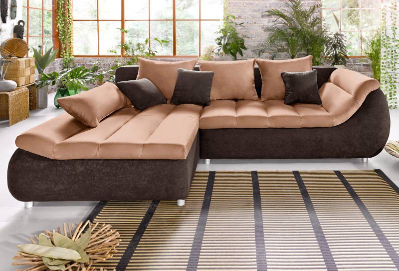 INOSIGN Ecksofa »Imola modern und elegant, bequem, aktuelle Steppung im Sitz, L-Form«, inkl. Bettfunktion und Bettkasten von INOSIGN