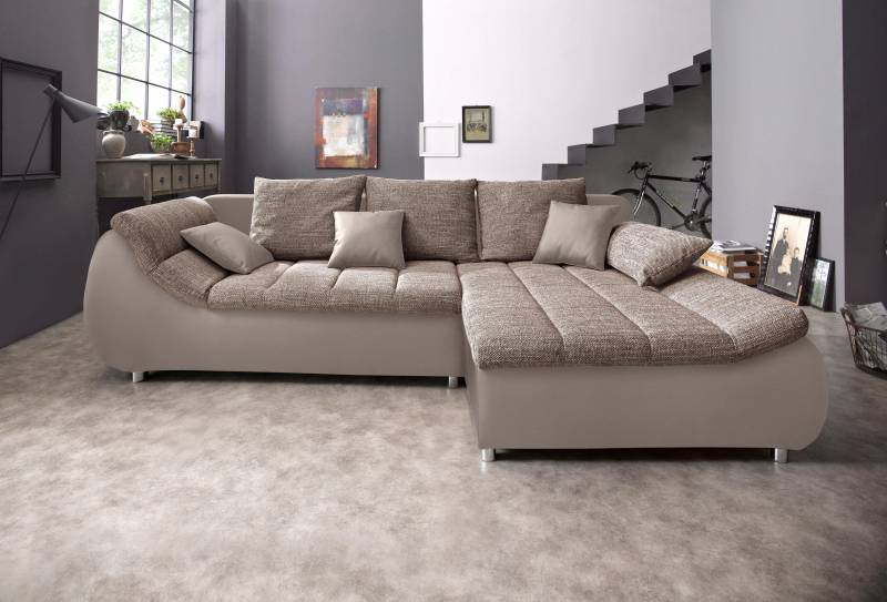 INOSIGN Ecksofa »Imola elegant und bequem, aktuelle Steppung im Sitz, L-Form«, wahlweise mit Bettfunktion von INOSIGN