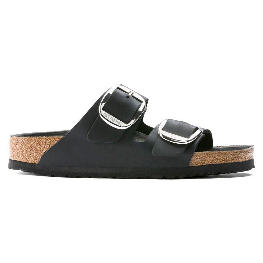 Arizona Big Buckle - Nubuk Sandale Damen Schwarz 35 von BIRKENSTOCK