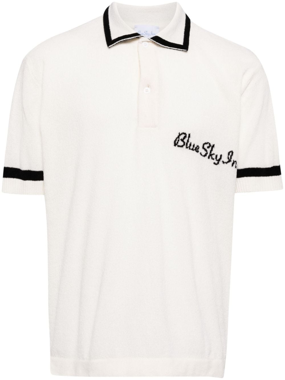 BLUE SKY INN logo-embroidered knitted polo shirt - White von BLUE SKY INN