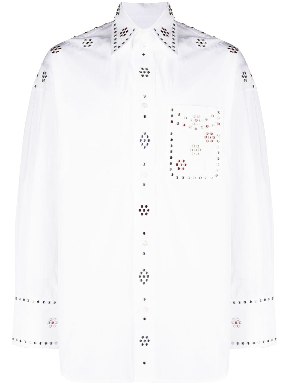 BLUEMARBLE rhinestone-embellished cotton shirt - White von BLUEMARBLE