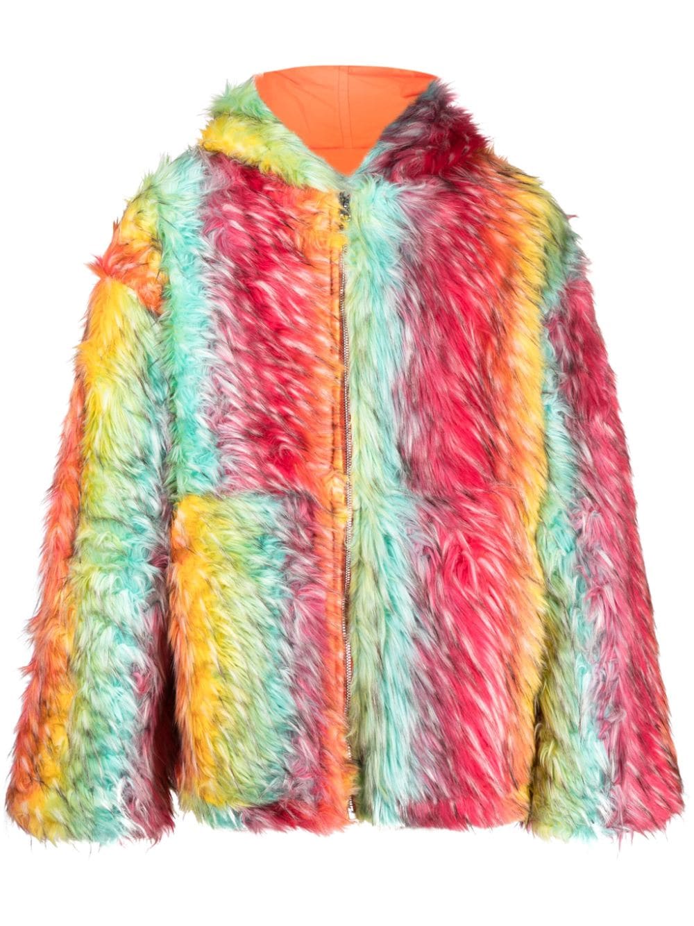 BLUEMARBLE striped reversible faux-fur hooded jacket - Orange von BLUEMARBLE