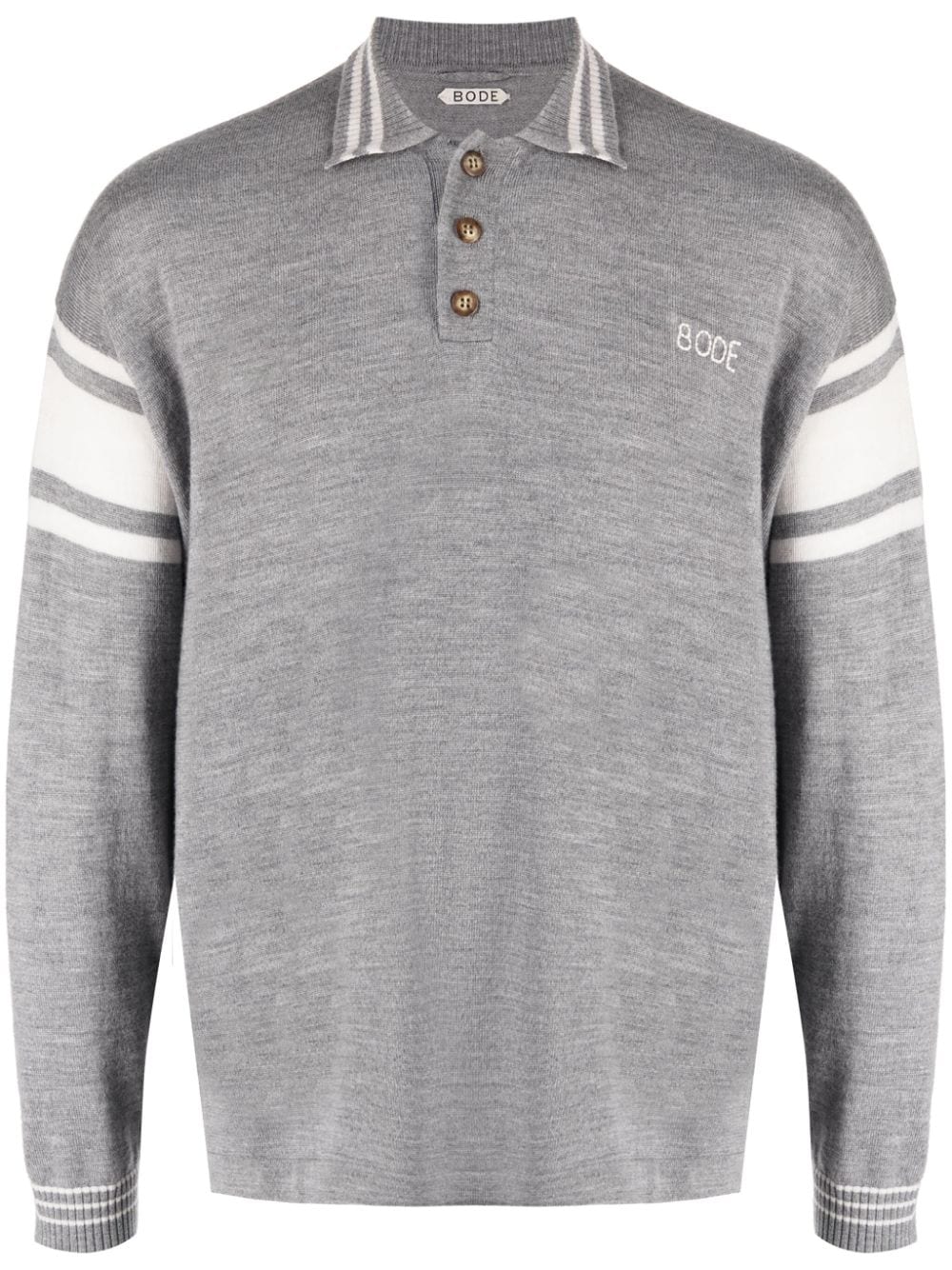 BODE logo-embroidered striped polo shirt - Grey von BODE