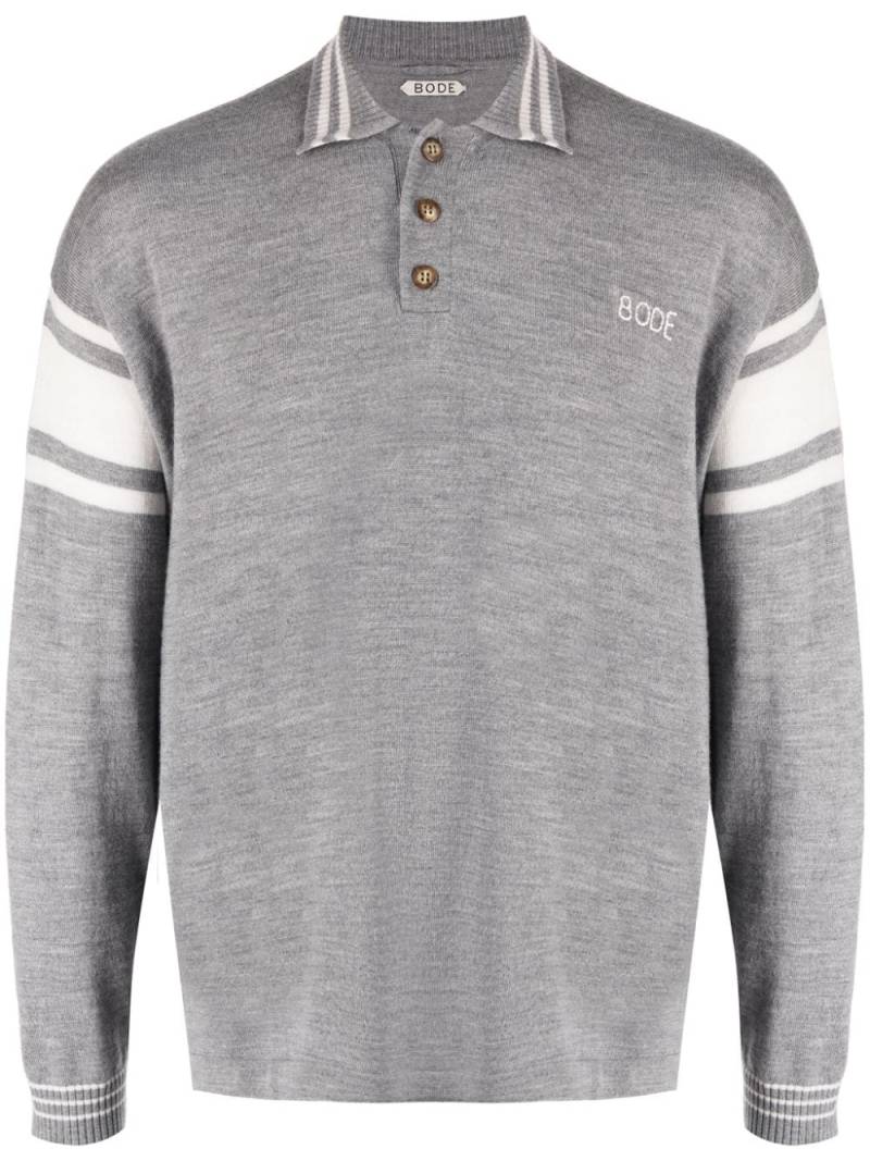 BODE logo-embroidered striped polo shirt - Grey von BODE