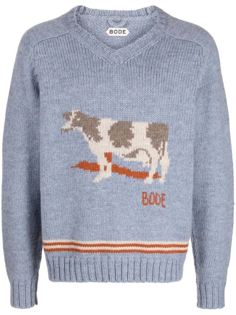 BODE patterned-intarsia wool jumper - Blue von BODE