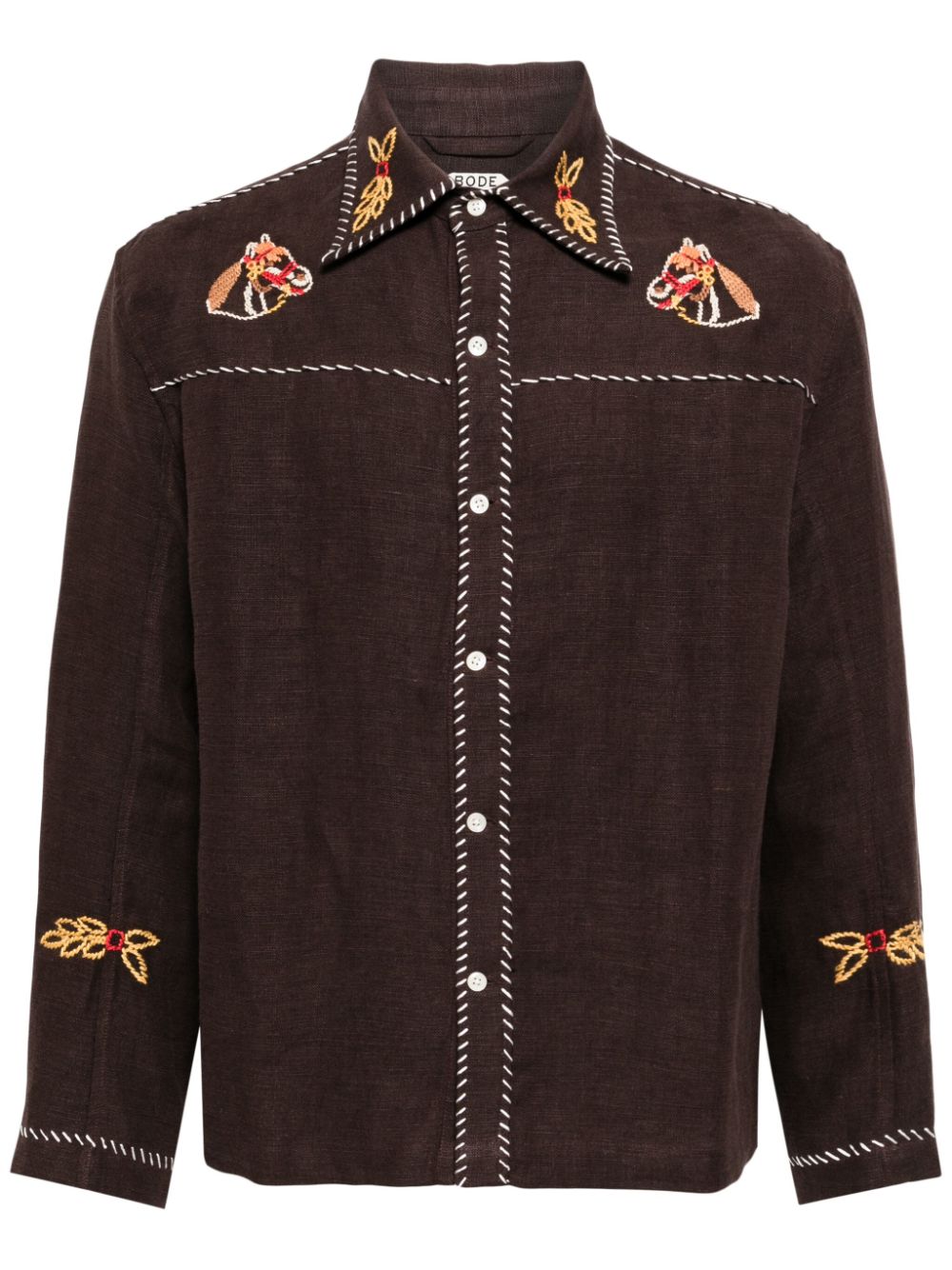 BODE pony-embroidery long-sleeve shirt - Brown von BODE