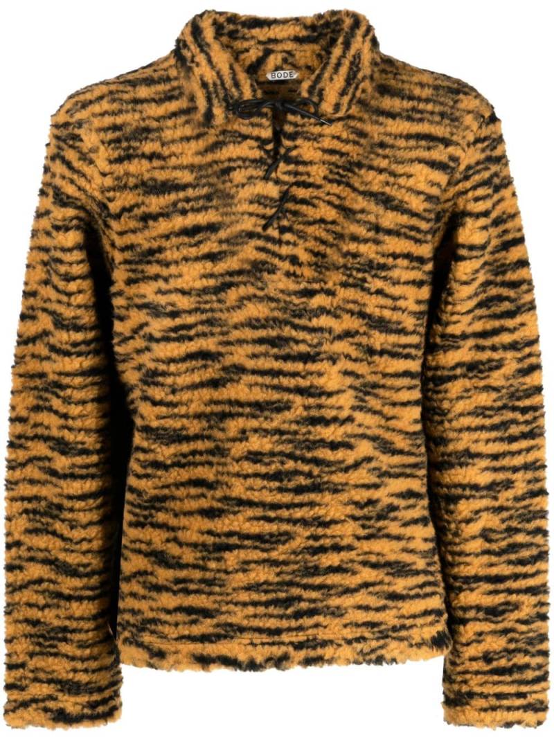 BODE tiger-print lace-up jumper - Orange von BODE