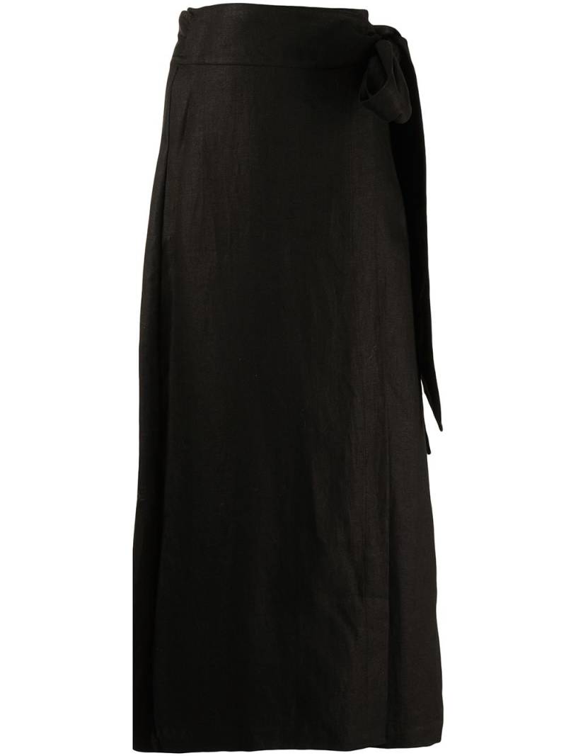 BONDI BORN Universal linen wrap dress - Black von BONDI BORN