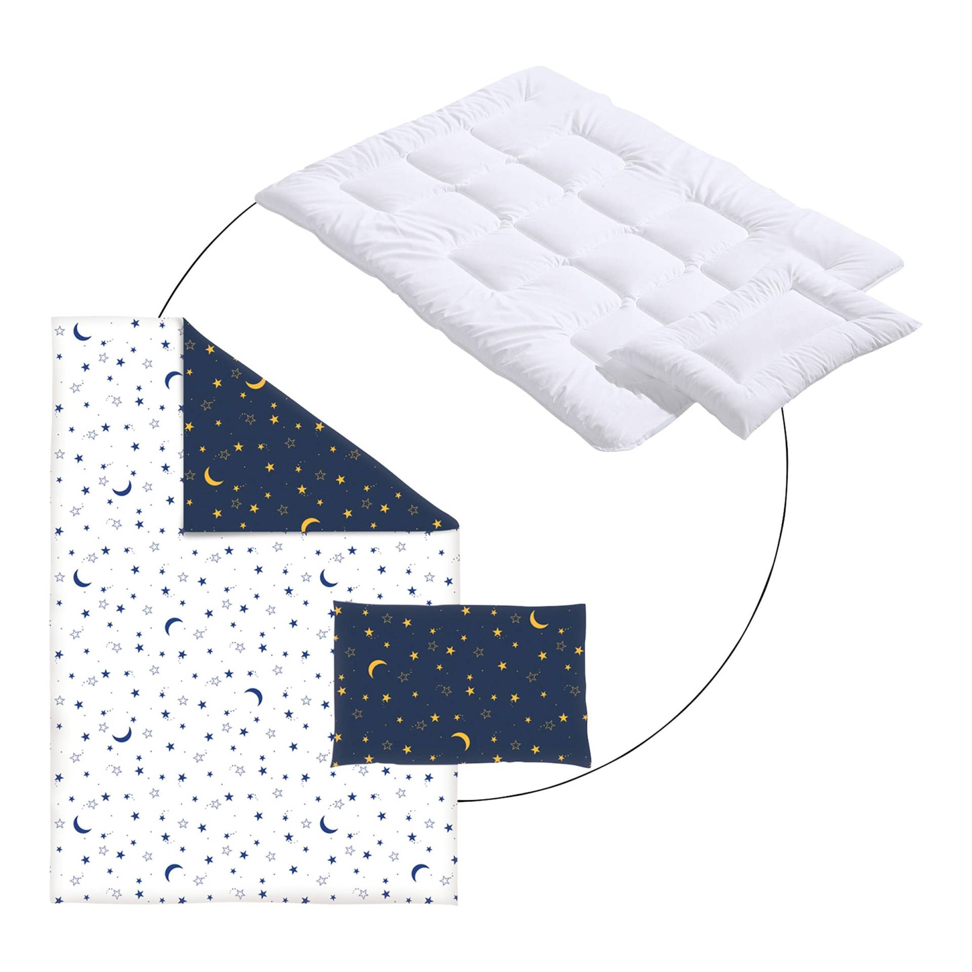 Bundle Betten-Set 2-teiling inkl. Bettwäsche Mond und Sterne 100x135 cm von BORNINO HOME