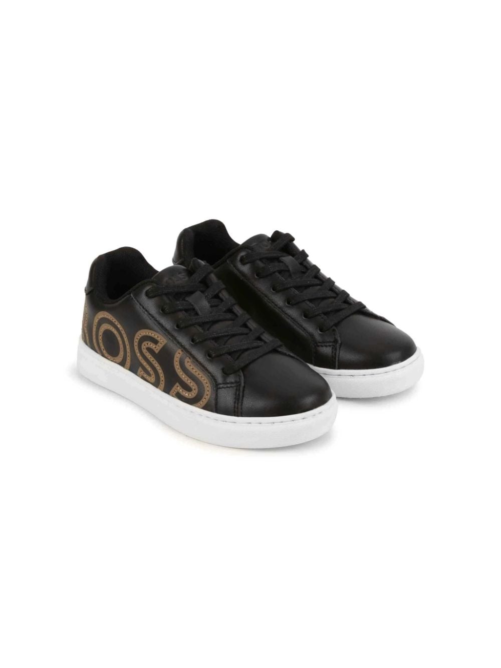 BOSS Kidswear debossed logo-print leather sneakers - Black von BOSS Kidswear