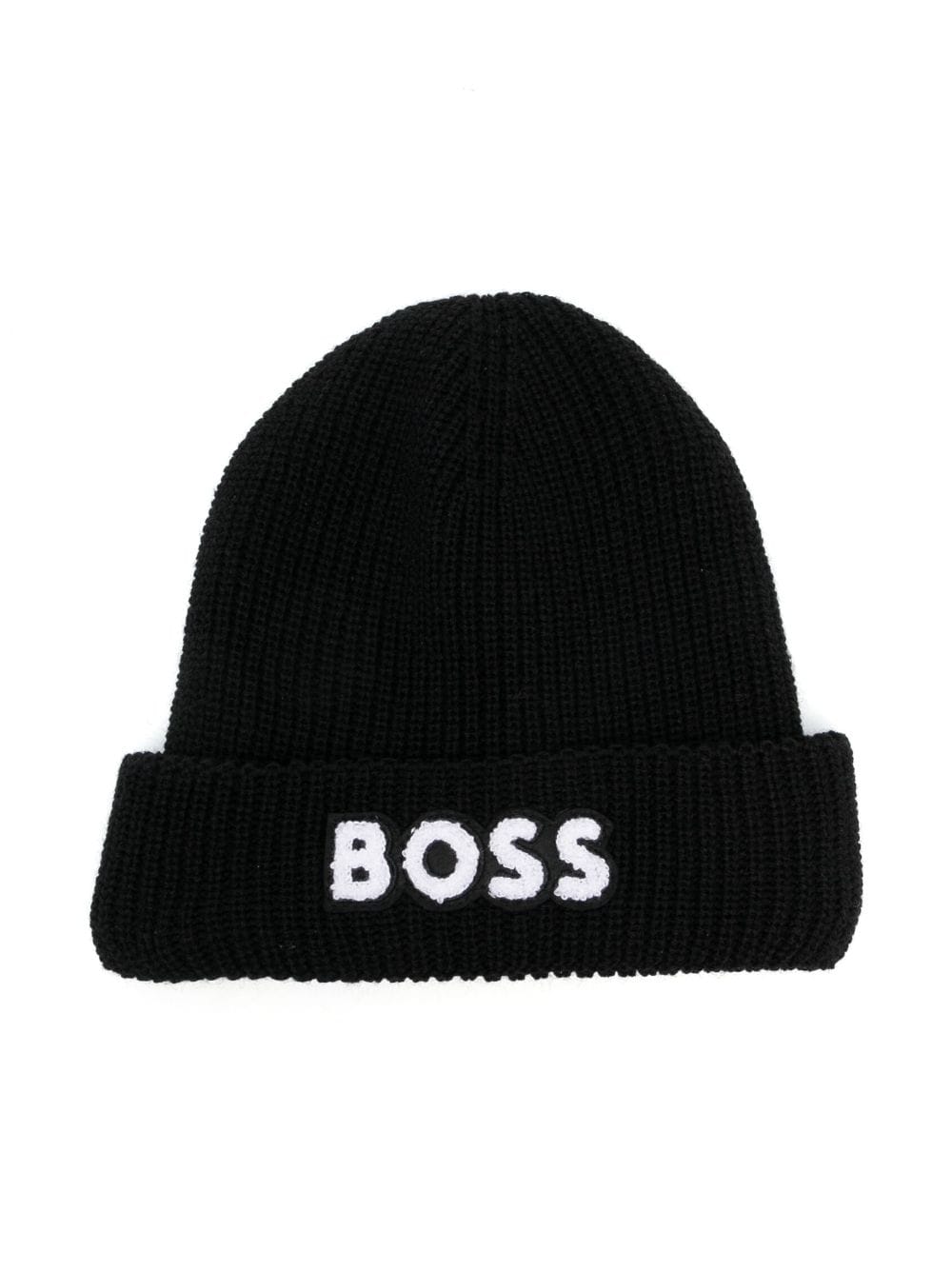 BOSS Kidswear embroidered-logo beanie hat - Black von BOSS Kidswear