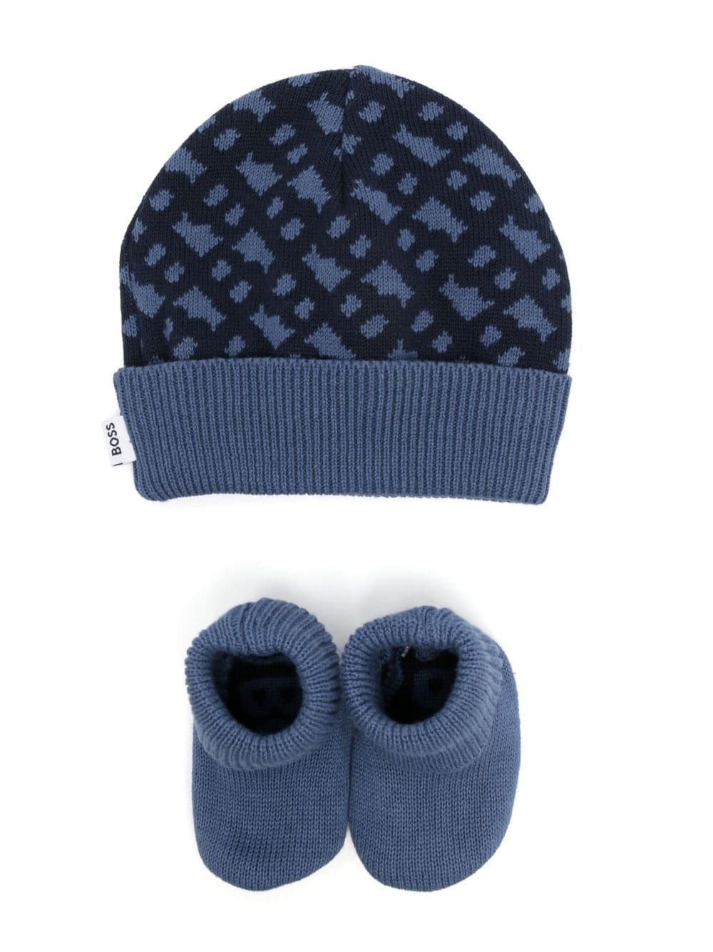 BOSS Kidswear geometric intarsia hat and slippers set - Blue von BOSS Kidswear