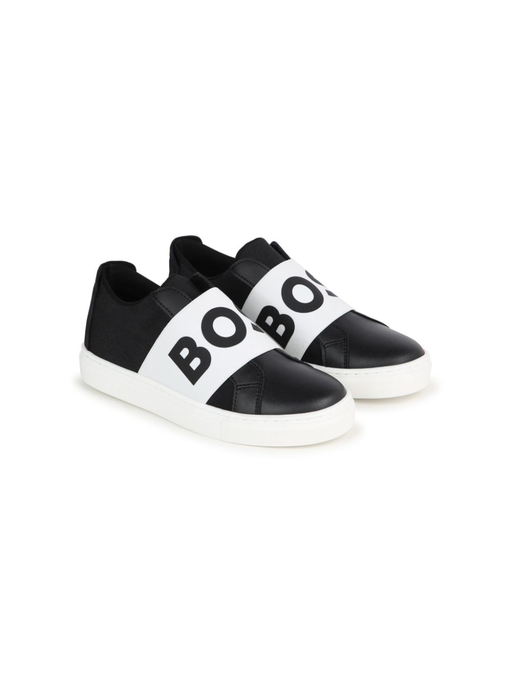 BOSS Kidswear logo-print leather sneakers - Black von BOSS Kidswear