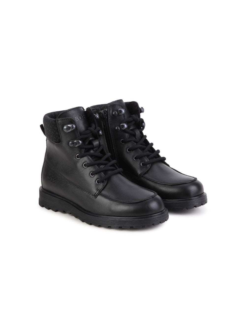 BOSS Kidswear logo-debossed leather ankle boots - Black von BOSS Kidswear