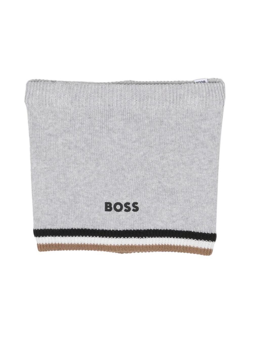 BOSS Kidswear logo-embossed knitted scarf - Grey von BOSS Kidswear