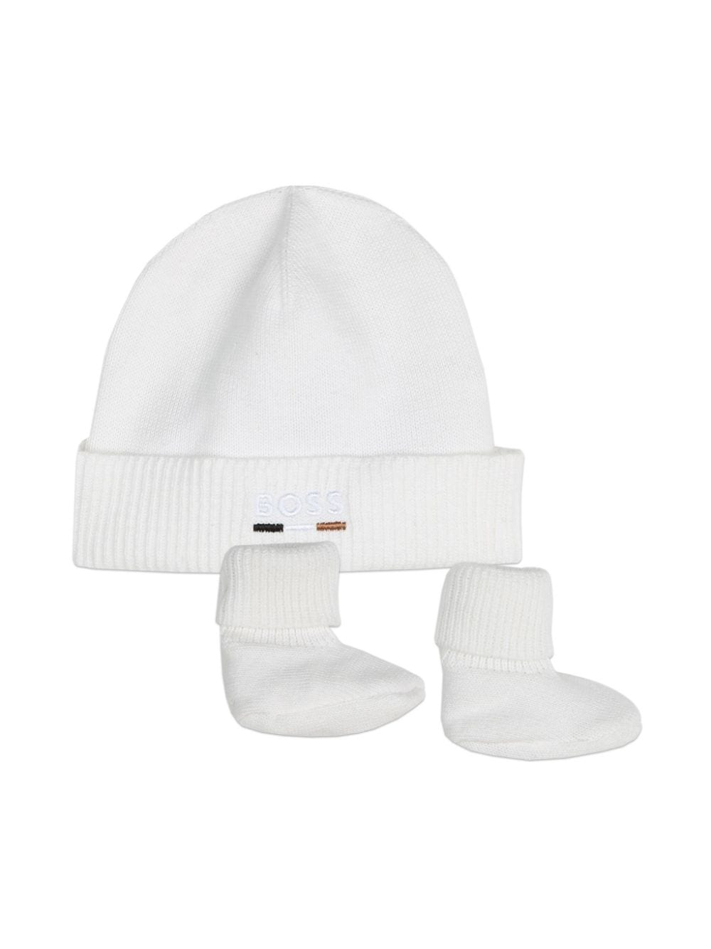 BOSS Kidswear logo-embroidered cotton beanie set (set of two) - White von BOSS Kidswear