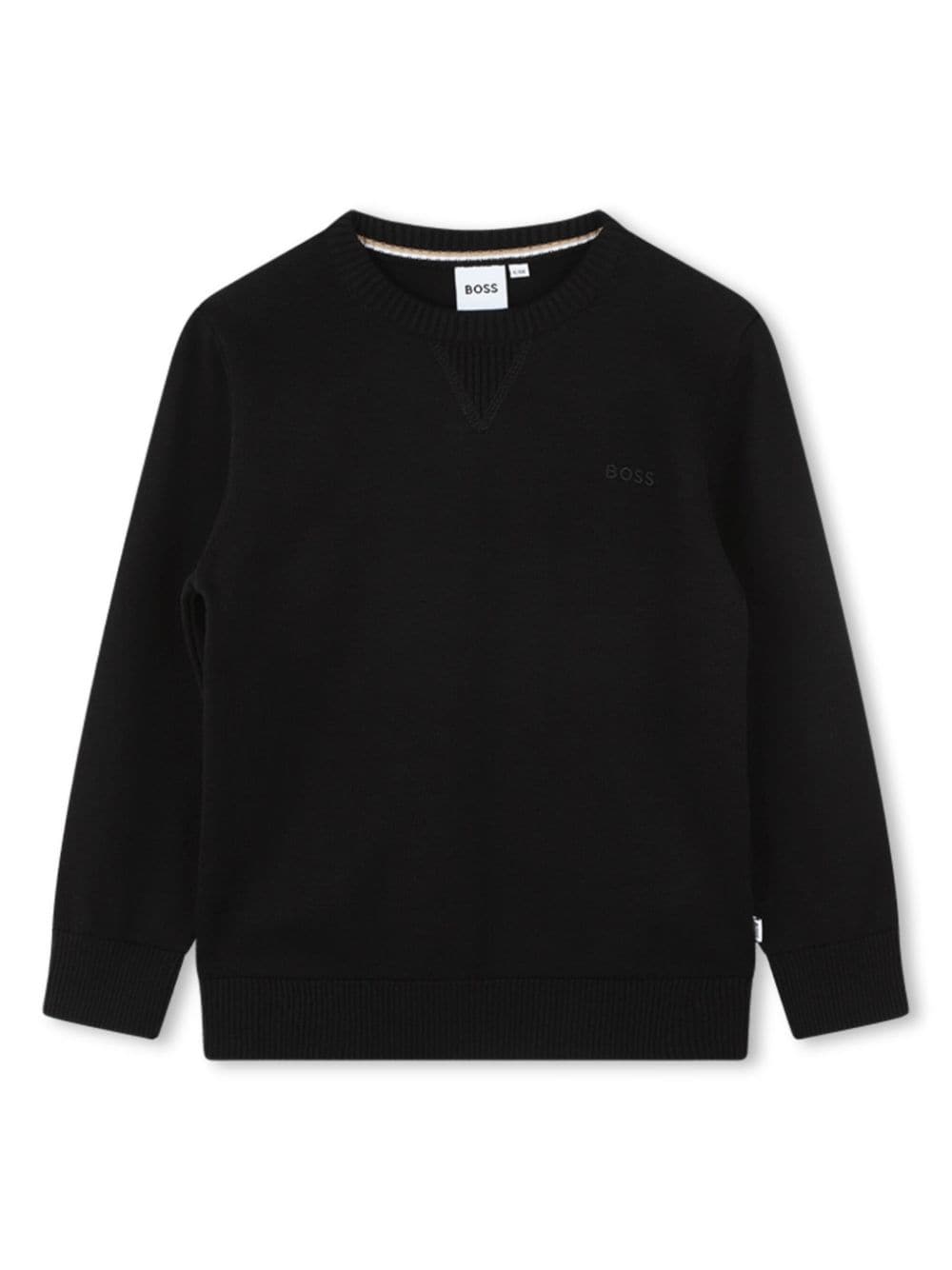 BOSS Kidswear logo-embroidered cotton sweatshirt - Black von BOSS Kidswear