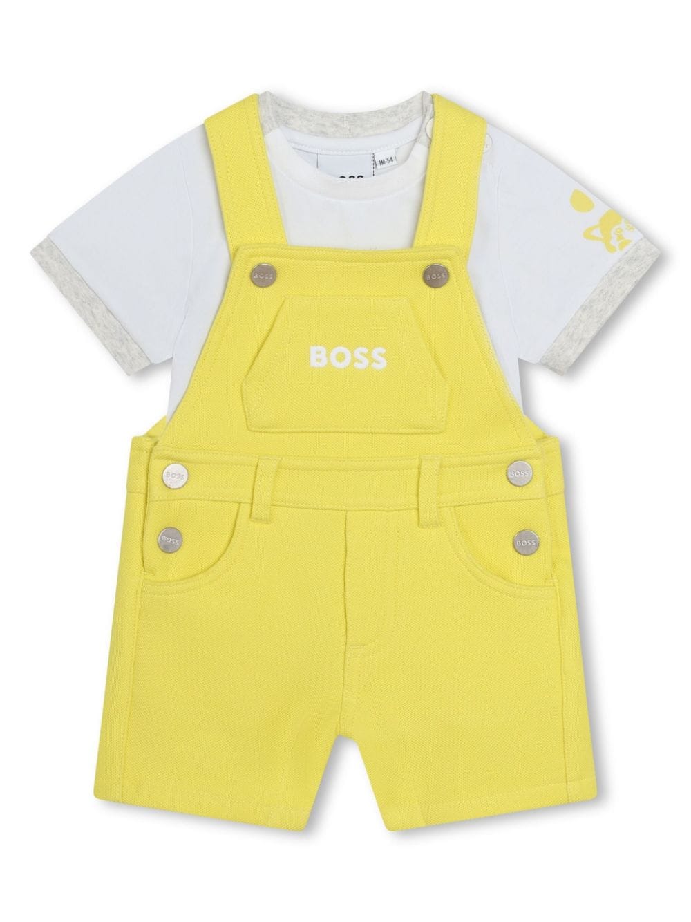 BOSS Kidswear logo-embroidered dungarees and T-shirt set - Yellow von BOSS Kidswear