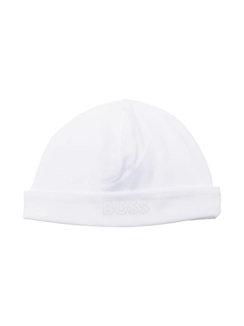 BOSS Kidswear logo-embroidered jersey beanie - White von BOSS Kidswear