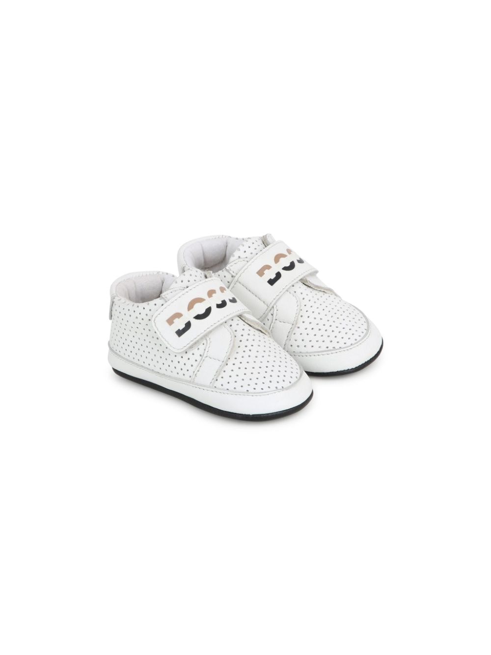 BOSS Kidswear logo-print calf-leather slippers - White von BOSS Kidswear