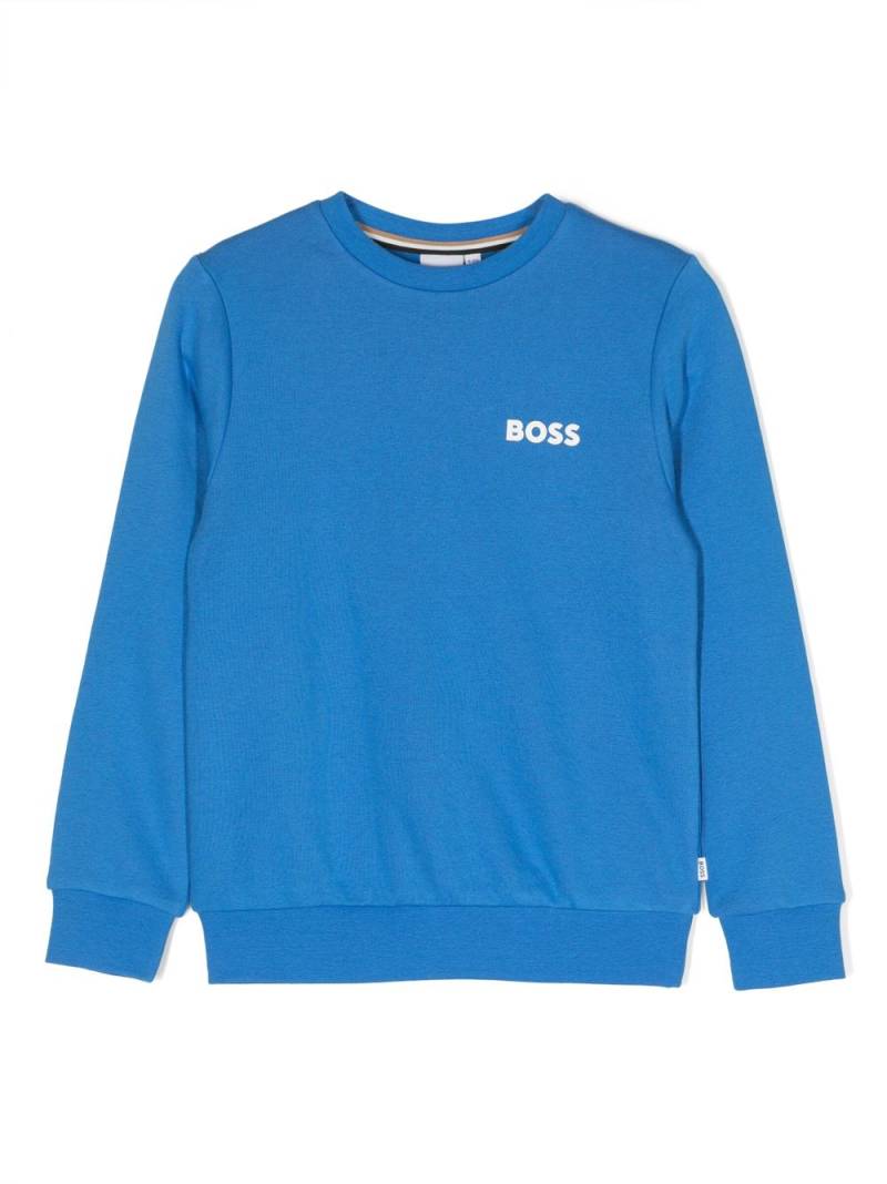 BOSS Kidswear logo-print cotton-blend sweatshirt - Blue von BOSS Kidswear