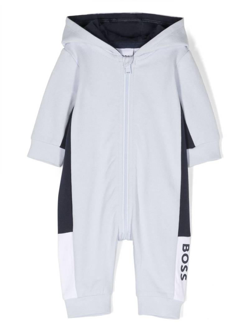 BOSS Kidswear logo-print hooded all-in-one - Blue von BOSS Kidswear