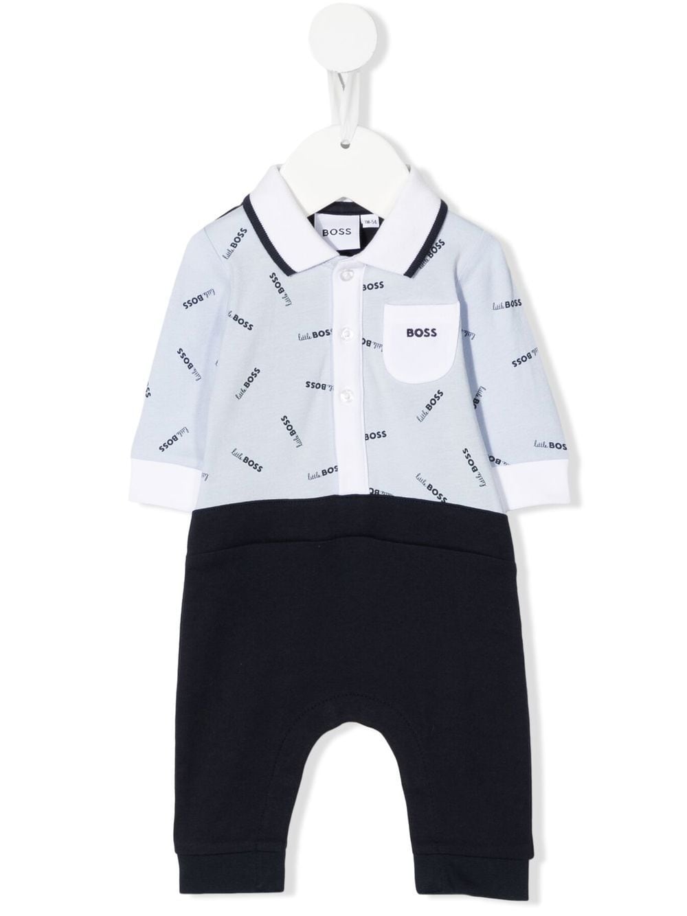 BOSS Kidswear logo-print polo romper - Blue von BOSS Kidswear