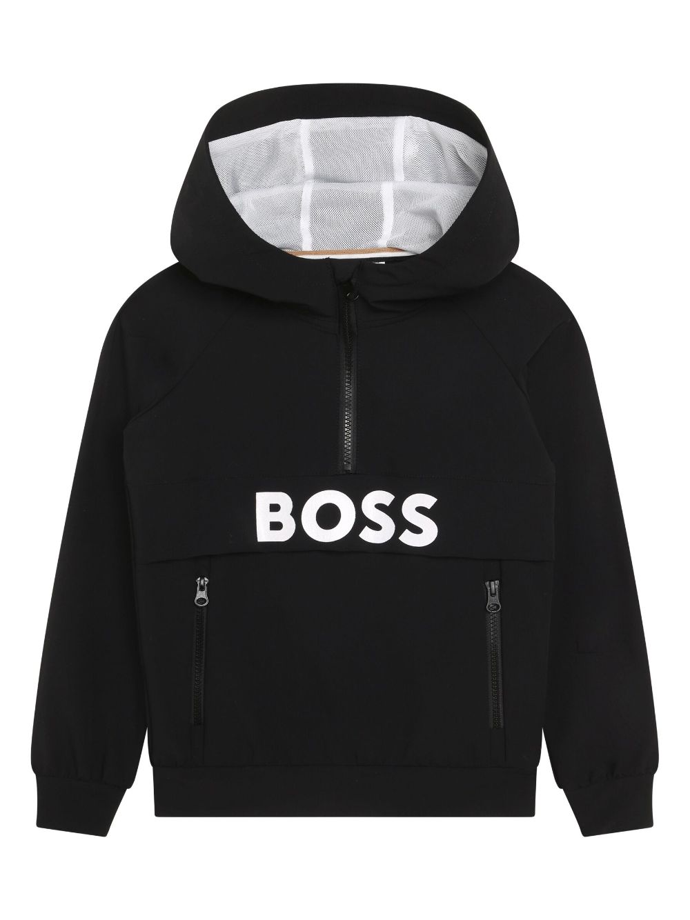 BOSS Kidswear logo-print short-zip hoodie - Black von BOSS Kidswear