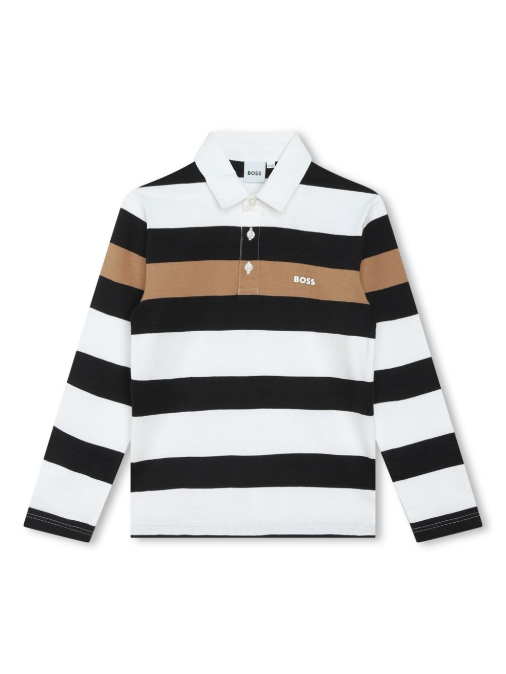 BOSS Kidswear logo-print striped cotton polo shirt - White von BOSS Kidswear