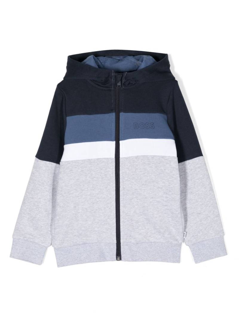 BOSS Kidswear logo-print striped hoodie - Grey von BOSS Kidswear