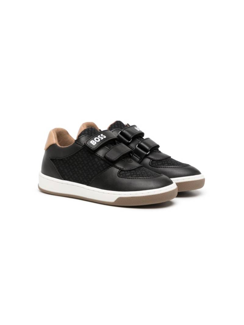 BOSS Kidswear monogram-pattern touch-strap sneakers - Black von BOSS Kidswear