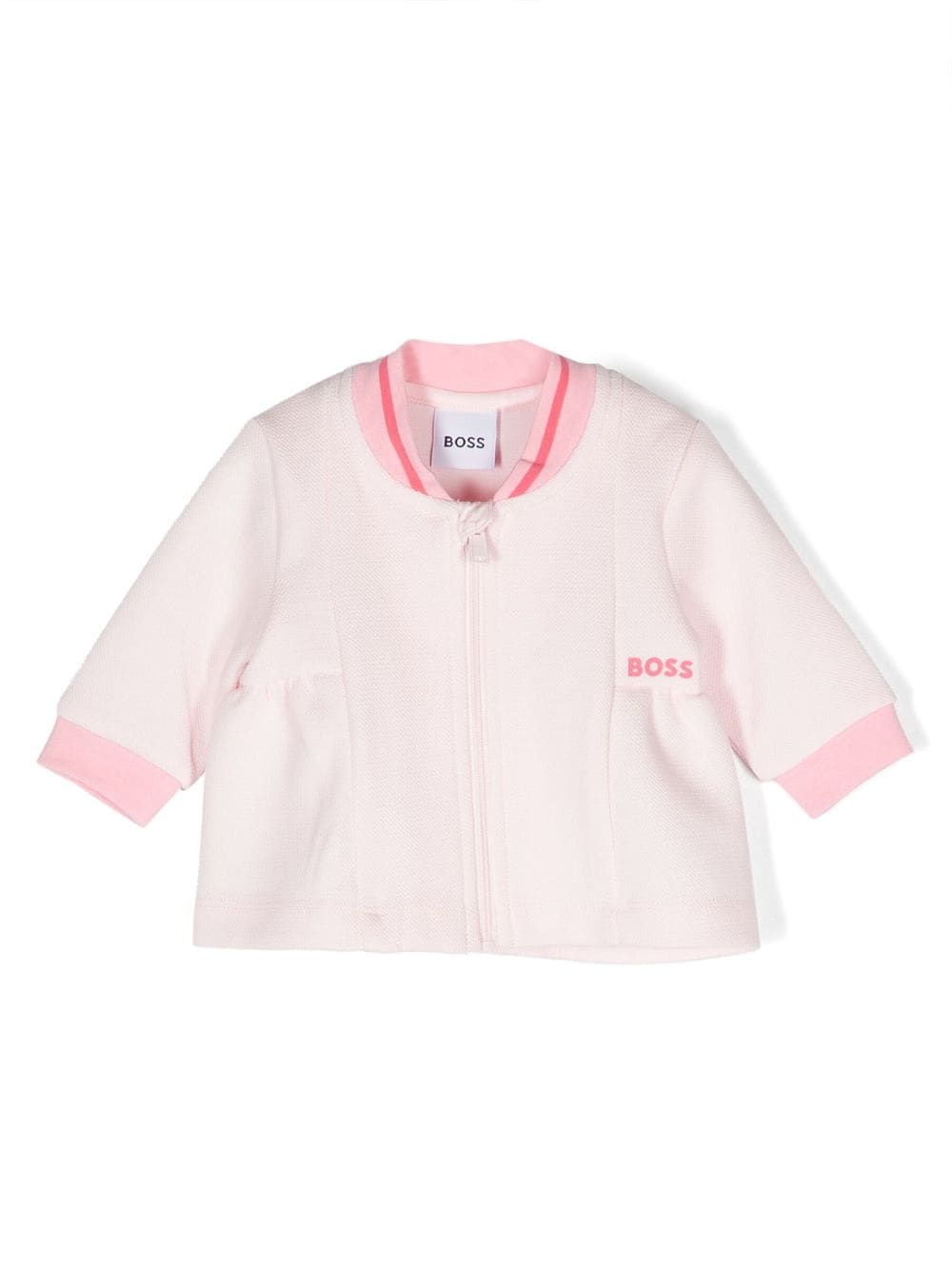 BOSS Kidswear stripe-collar piqué cardigan - Pink von BOSS Kidswear