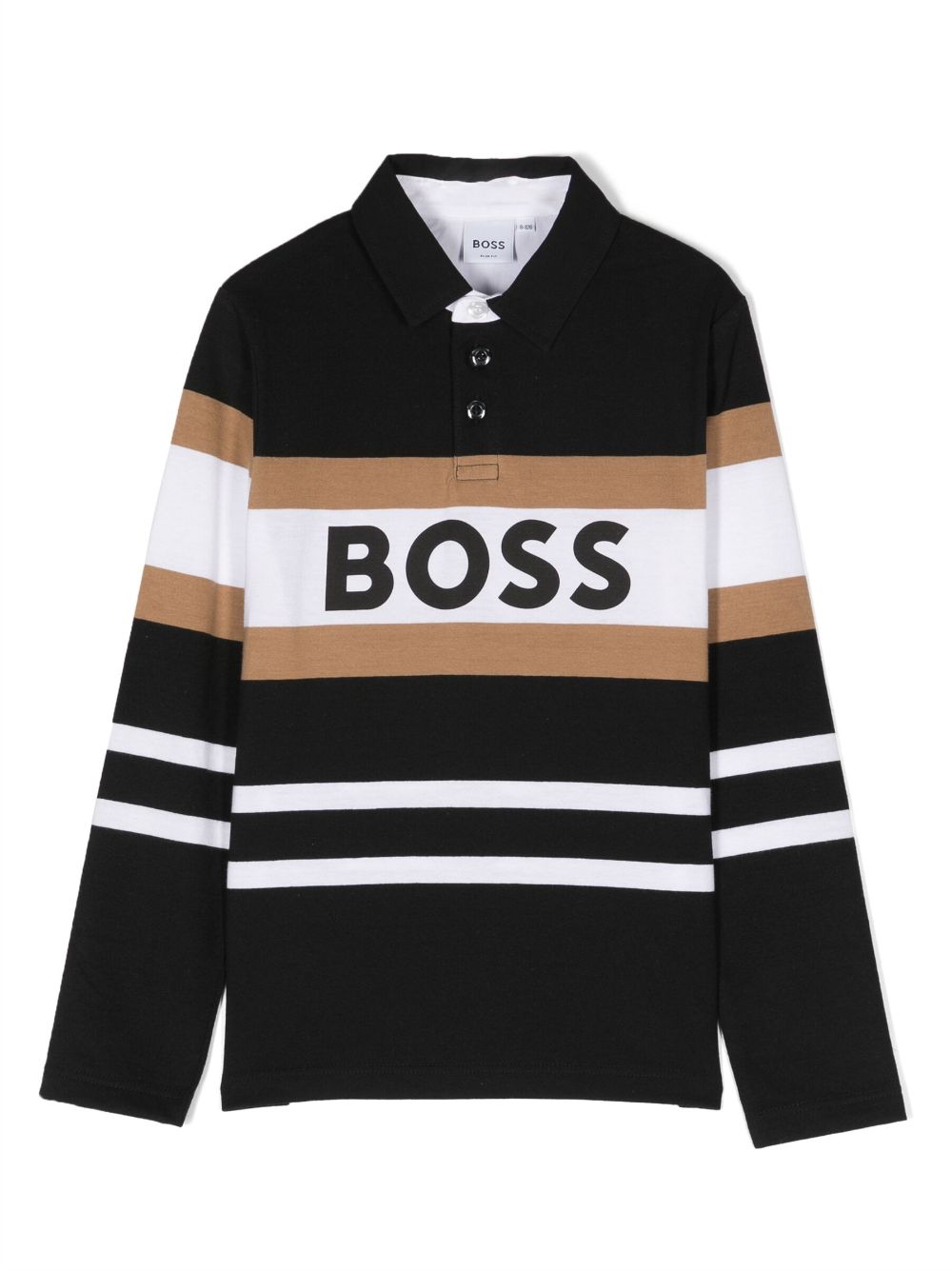 BOSS Kidswear striped logo-print polo shirt - Black von BOSS Kidswear