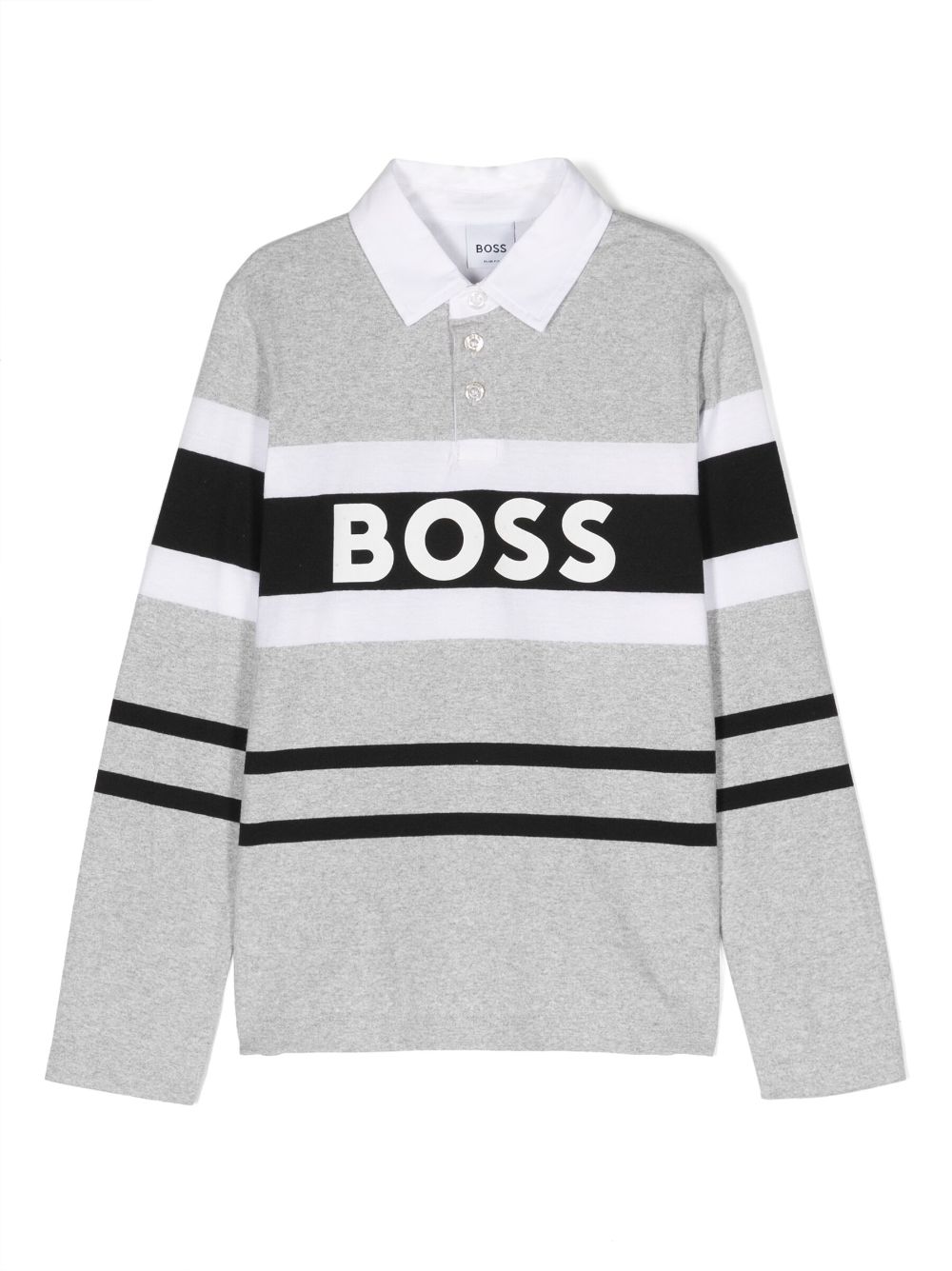 BOSS Kidswear striped logo-print polo shirt - Grey von BOSS Kidswear