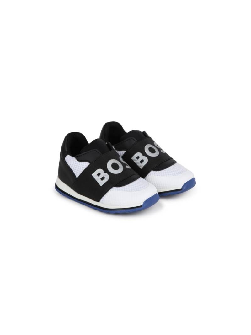 BOSS Kidswear two-tone panelled leather sneakers - Black von BOSS Kidswear