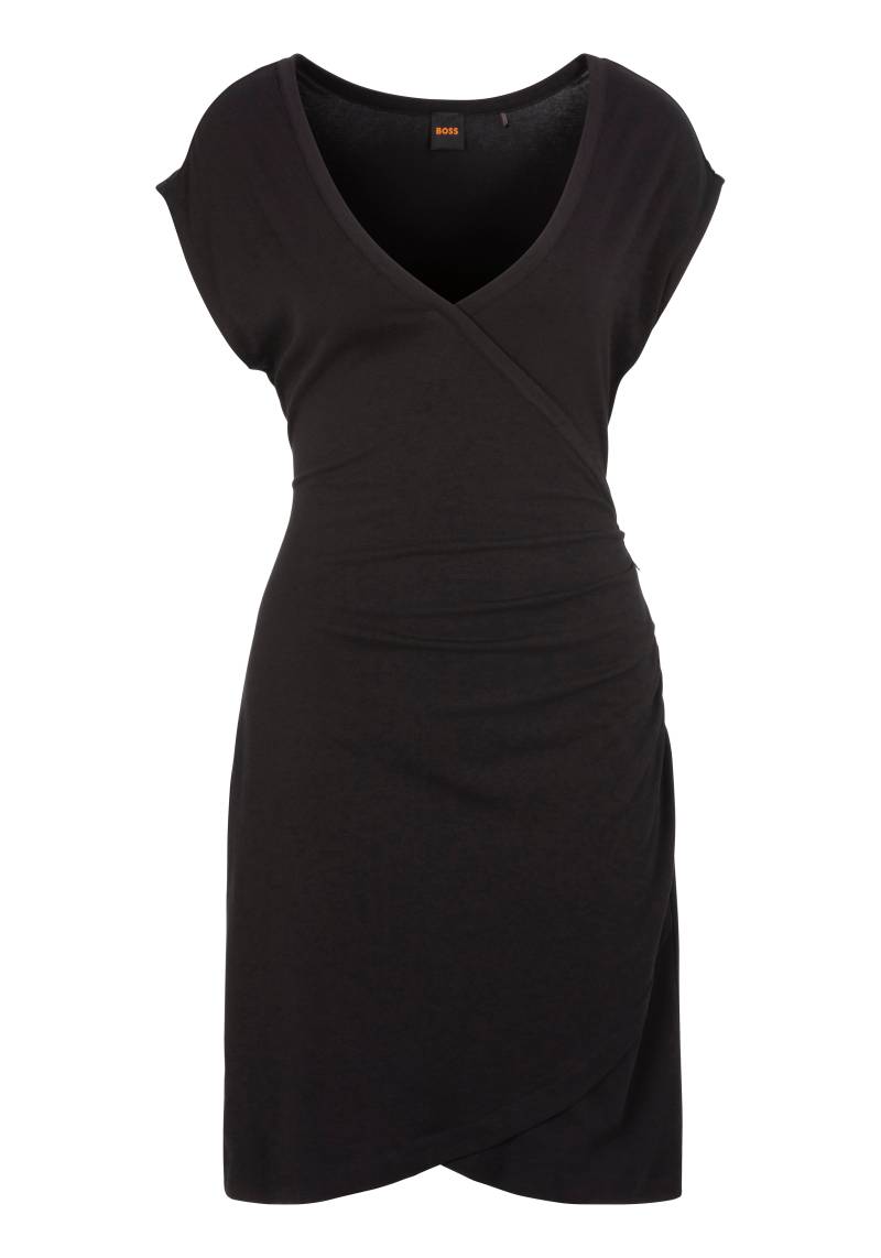 BOSS ORANGE Etuikleid »Efluma Premium Damenmode«, in Wickeloptik, Logo von BOSS ORANGE