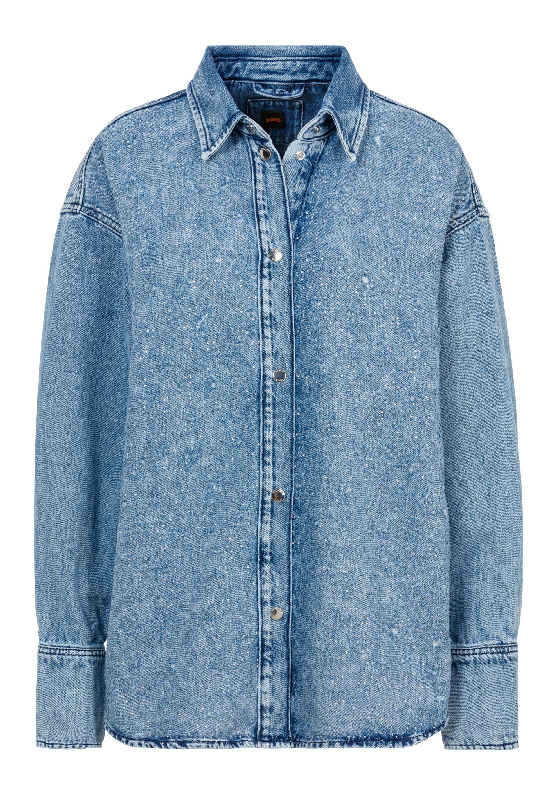 BOSS ORANGE Klassische Bluse »C_DENIM SHIRT HF«, mit Blusenkragen und All Over Strass & Glitzereffekt BOSS ORANGE Klassische Bluse »C_DENIM SHIRT HF«, mit Blusenkragen und All Over Strass & Glitzereffekt von BOSS ORANGE