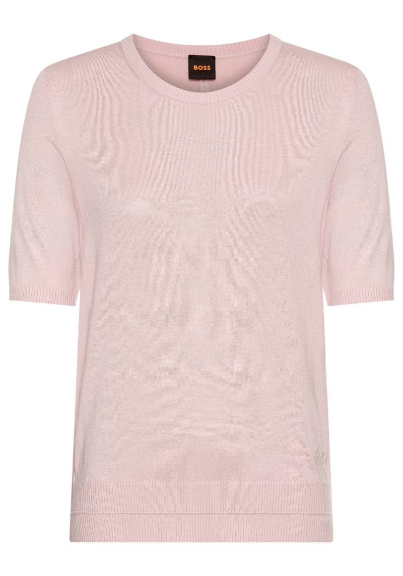 BOSS ORANGE Kurzarmpullover »Fiaffusa Premium Damenmode«, mit dezentem Ajourstrickmuster hinten von BOSS ORANGE