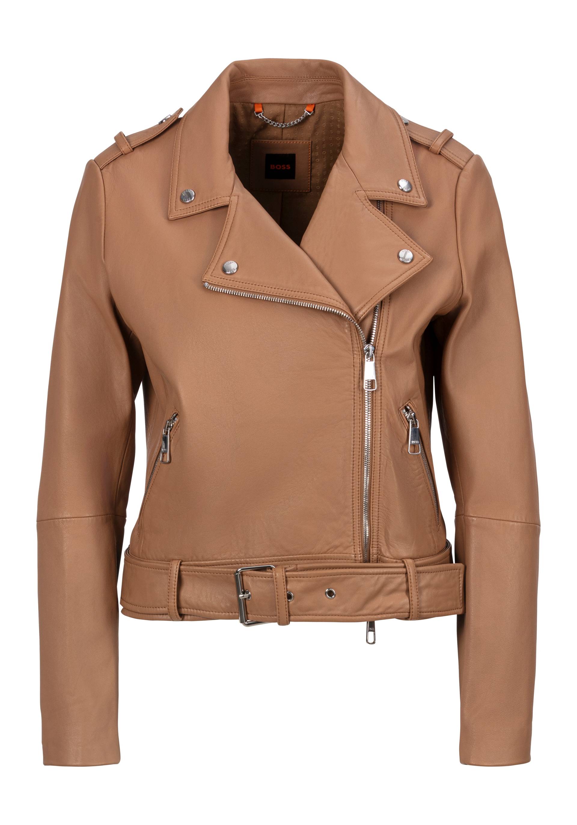 BOSS ORANGE Lederjacke »C_Sameli«, Premium Damenmode mit Ziergürtel von BOSS ORANGE