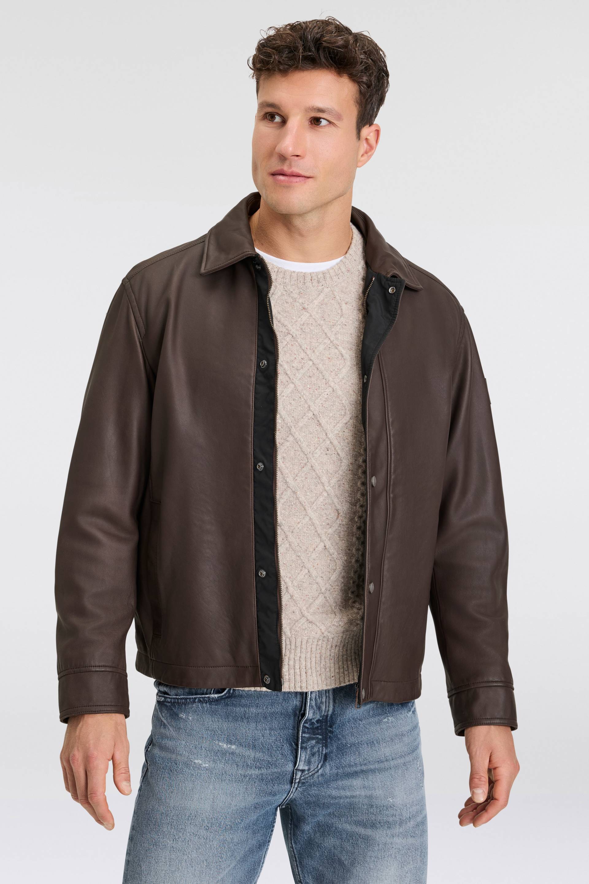 BOSS ORANGE Lederjacke »Jericho«, Markenlabel auf dem Arm BOSS ORANGE Lederjacke »Jericho«, Markenlabel auf dem Arm von BOSS ORANGE